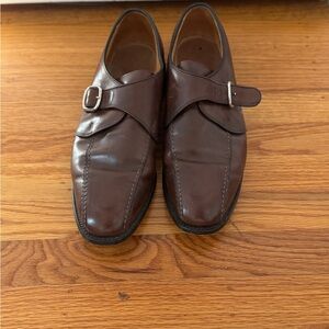Men's Brown Leather Monk Strap Shoes